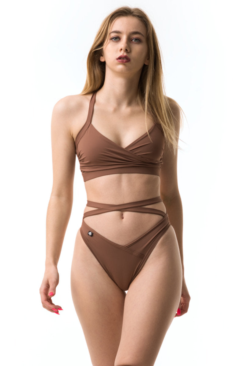 Poledancerka Cross Wrap Shorts - Nude 02-Poledancerka-Pole Junkie