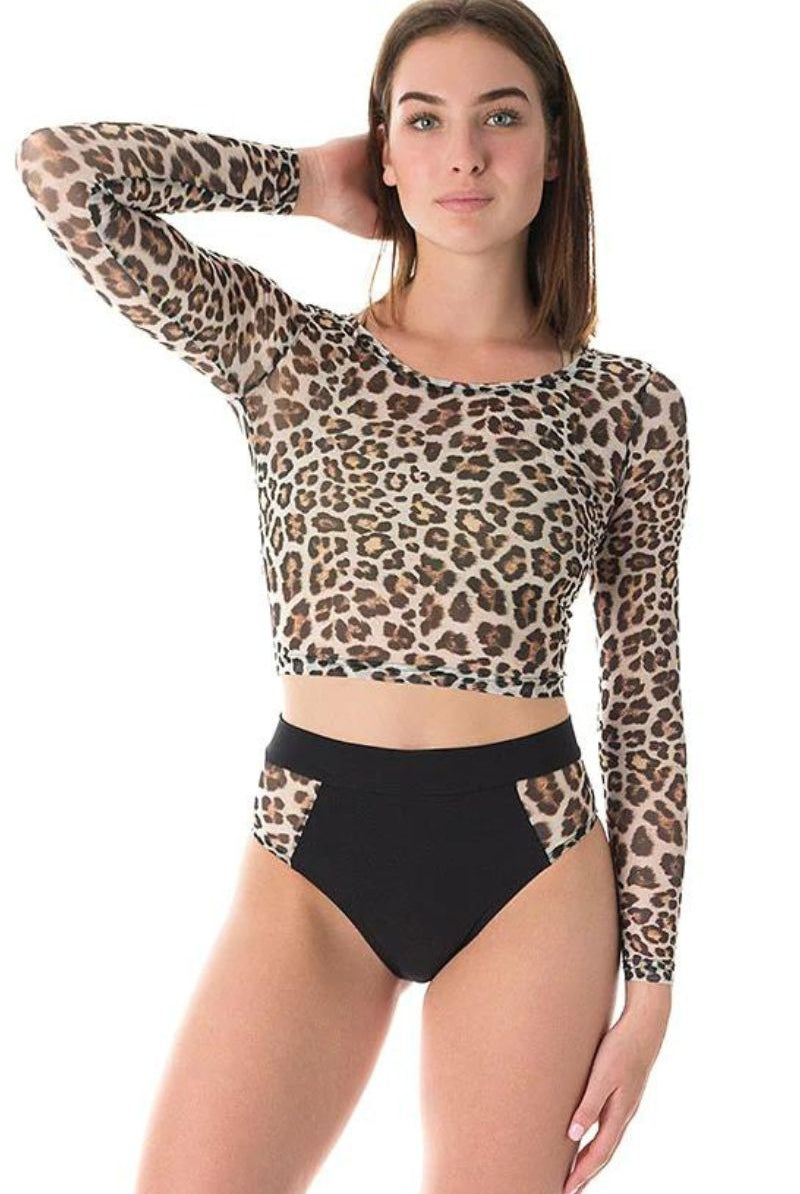 Dragonfly Pavi Crop Top - Leopard Mesh-Dragonfly-Pole Junkie