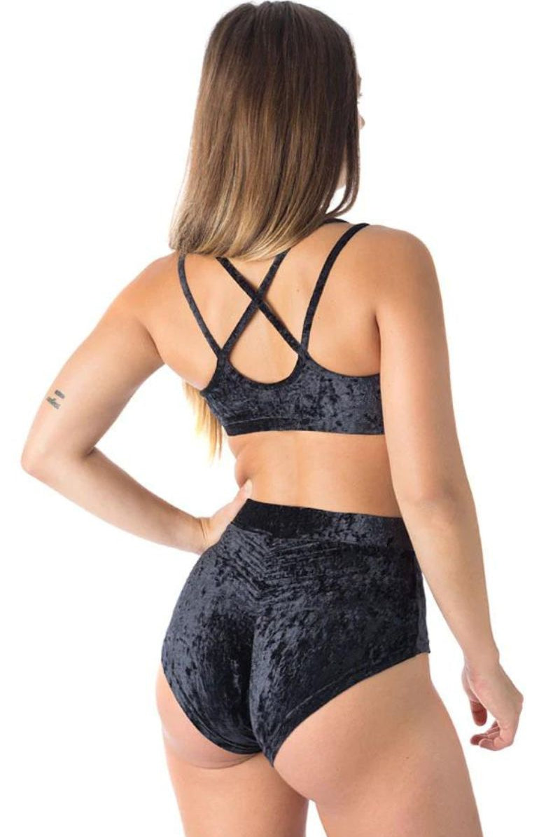 Dragonfly Lola High-Waisted Shorts - Velvet Black-Dragonfly-Pole Junkie