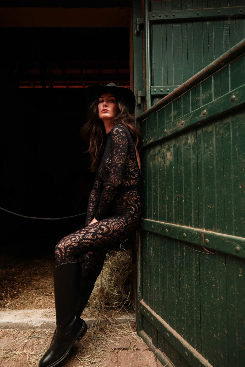 Rolling Bumper Leggings - Black Lace-Rolling-Pole Junkie