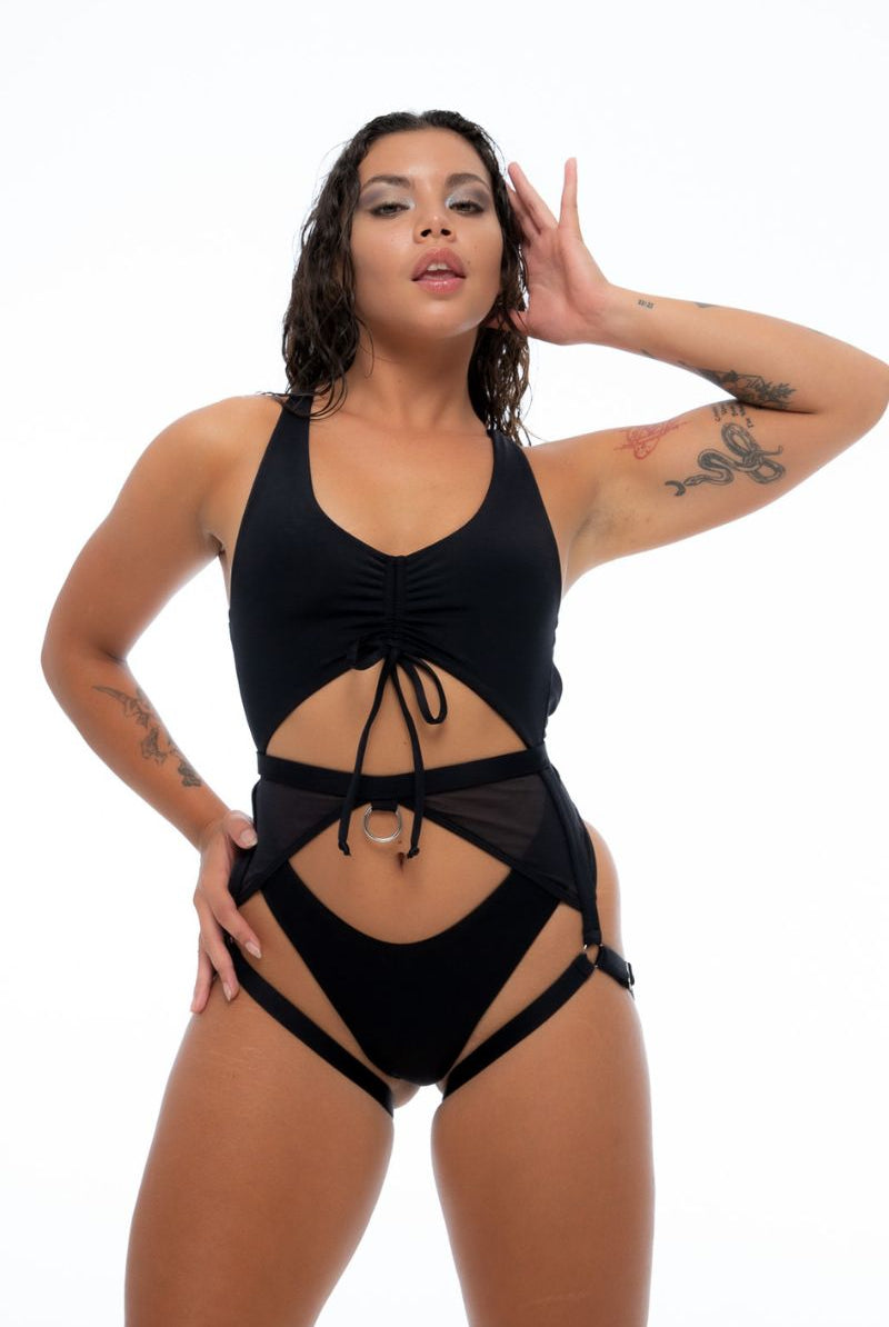 Nona Perkasa Hotline Garter Belt - Black-Nona Perkasa-Pole Junkie