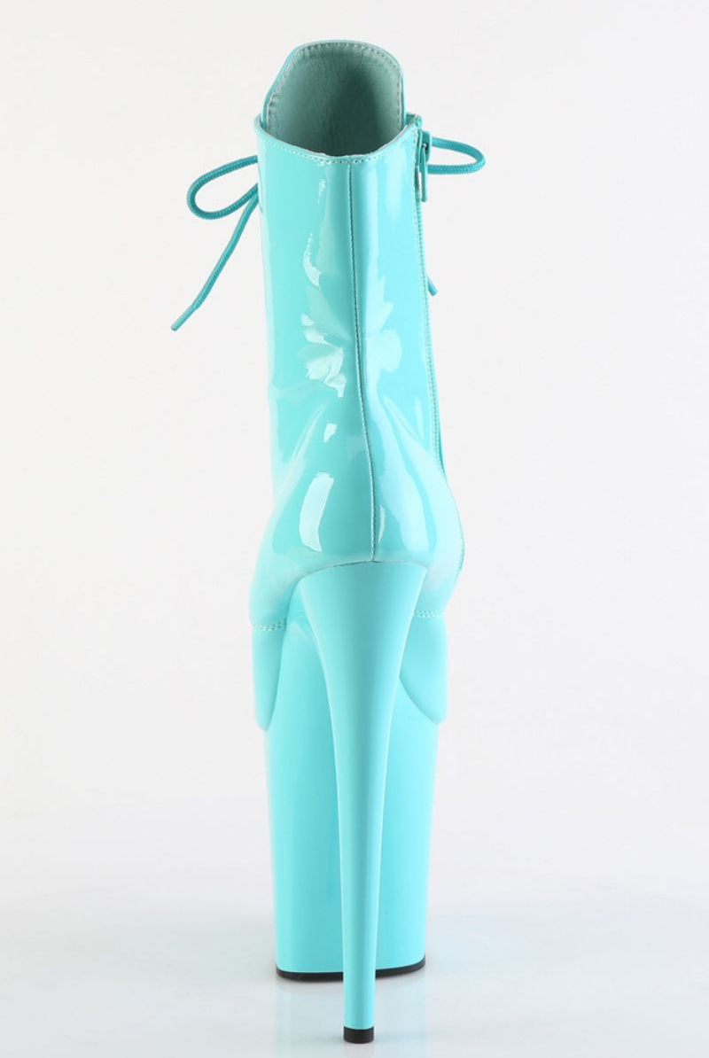 Pleaser USA Flamingo-1020 8inch Pleaser Boots - Patent Aqua-Pleaser USA-Pole Junkie