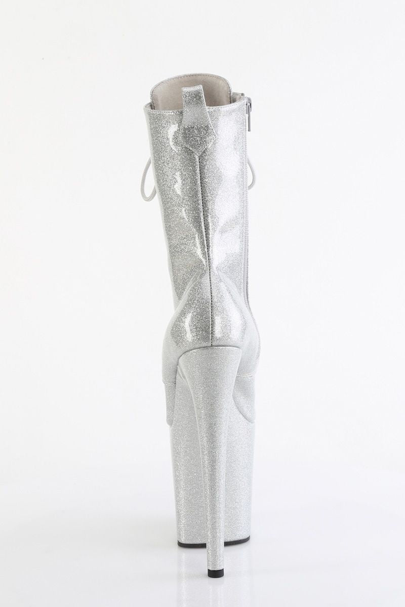 Pleaser USA Flamingo-1040GP 8inch Pleaser Boots - Silver Glitter-Pleaser USA-Pole Junkie