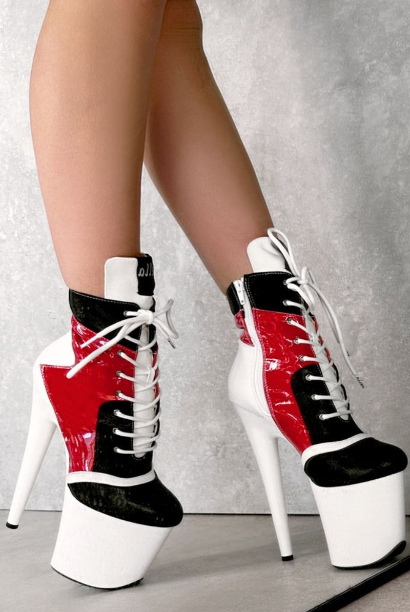 Hella Heels EmpireKicks 8inch Boots - Atomic Red-Hella Heels-Pole Junkie