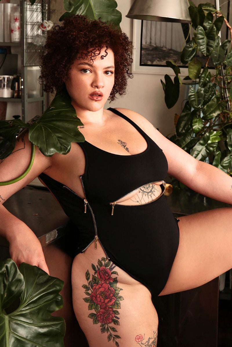 Rolling Zipper Bodysuit - Black-Rolling-Pole Junkie