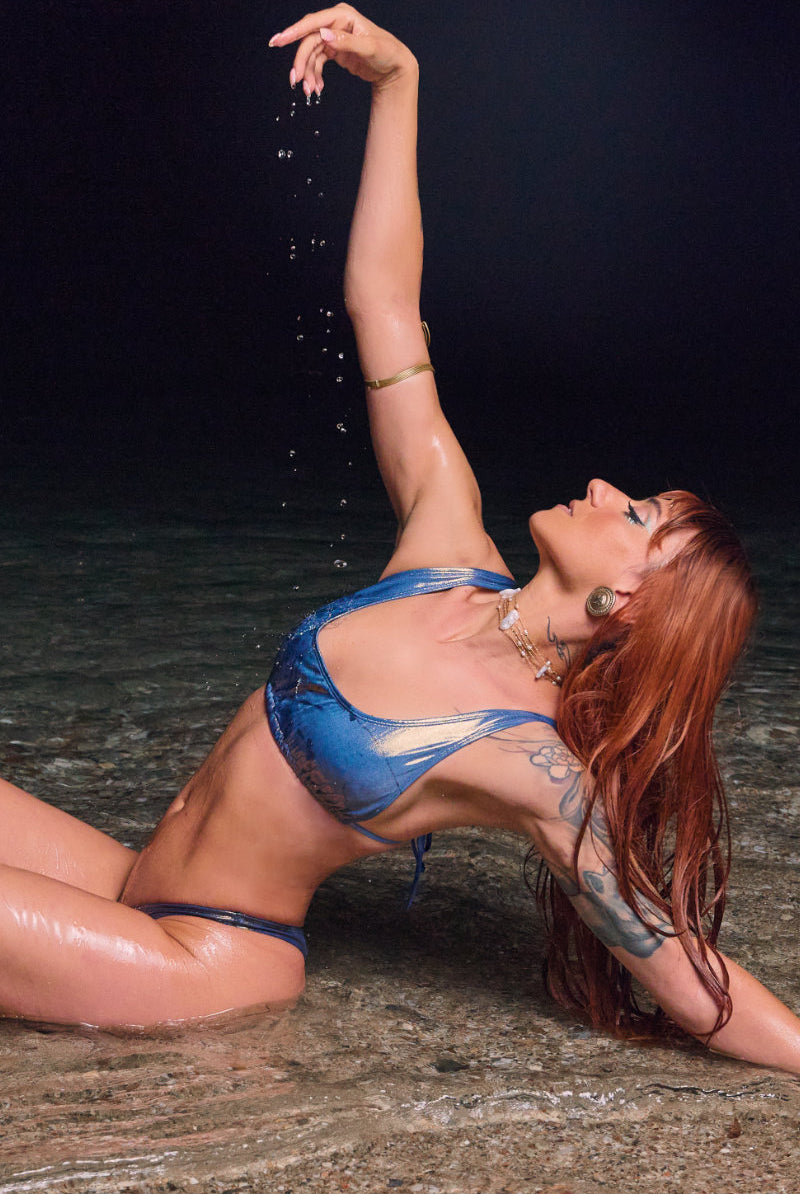 HotCakes Polewear Siren Bikini Top - Metallic Blue-Hot Cakes-Pole Junkie