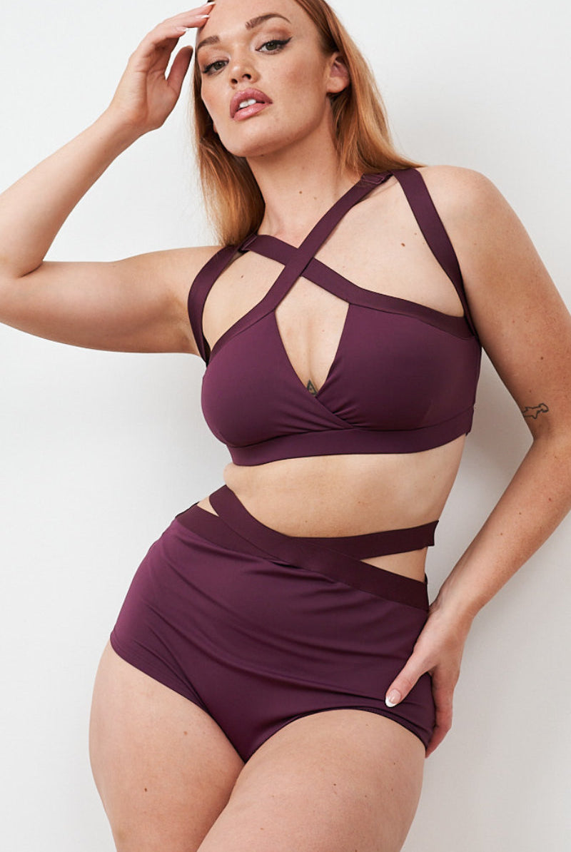 Lunalae Tara High Waisted Bottoms - Recycled Mulberry-Lunalae-Pole Junkie