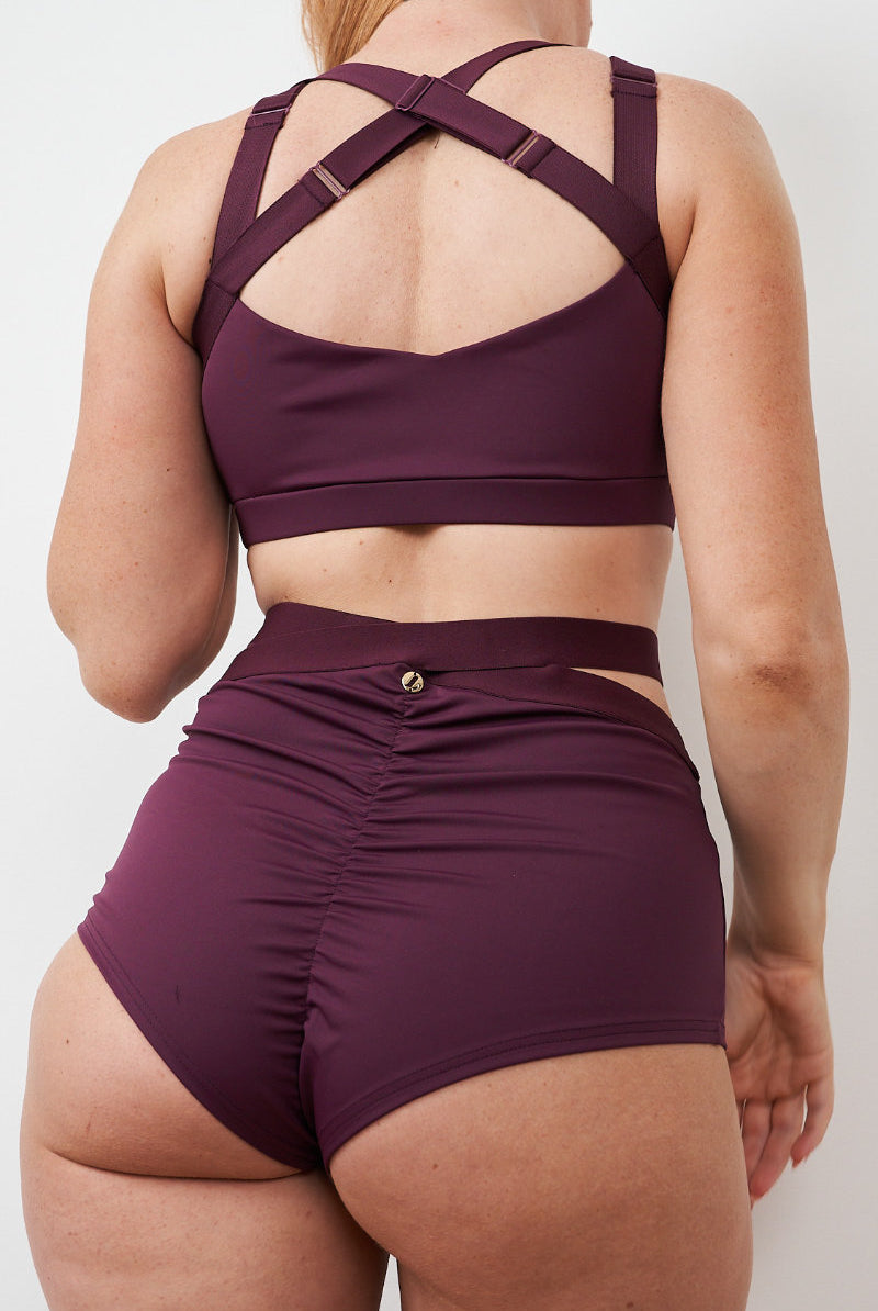 Lunalae Tara High Waisted Bottoms - Recycled Mulberry-Lunalae-Pole Junkie