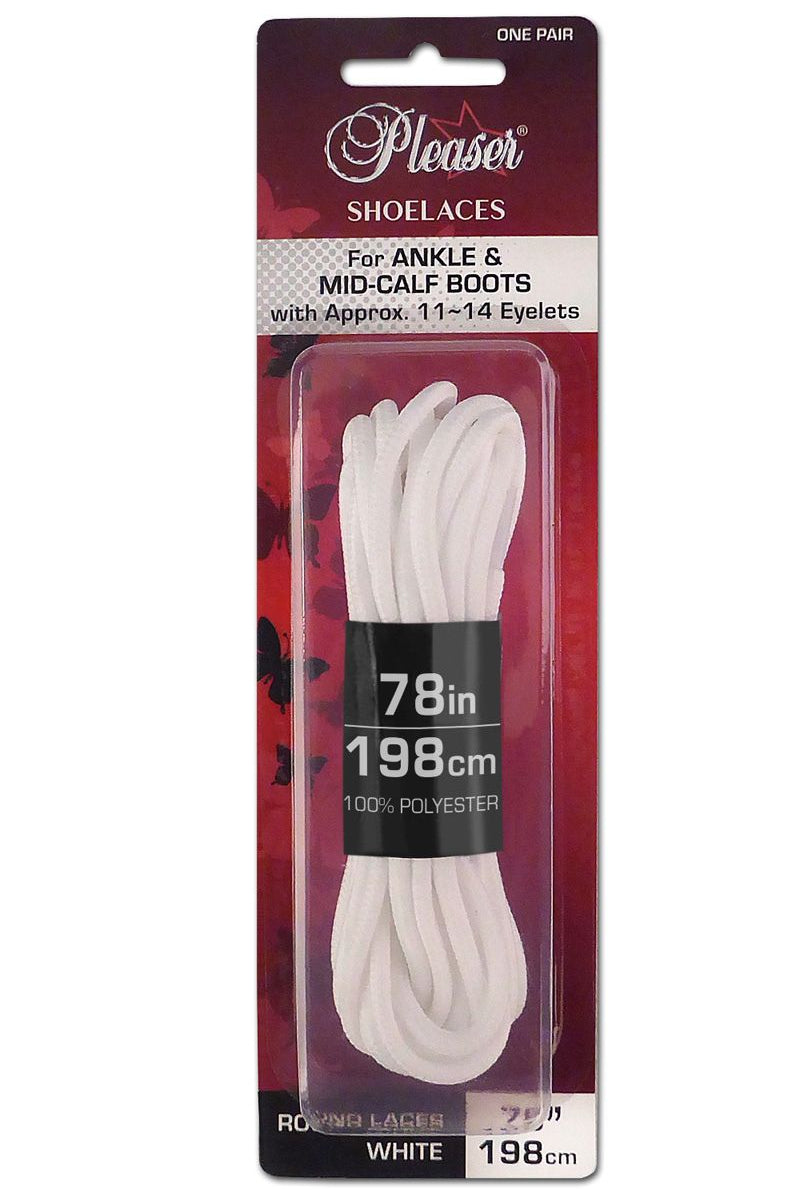 Pleaser USA Ankle Boot Shoe Laces - White-Pleaser USA-Pole Junkie