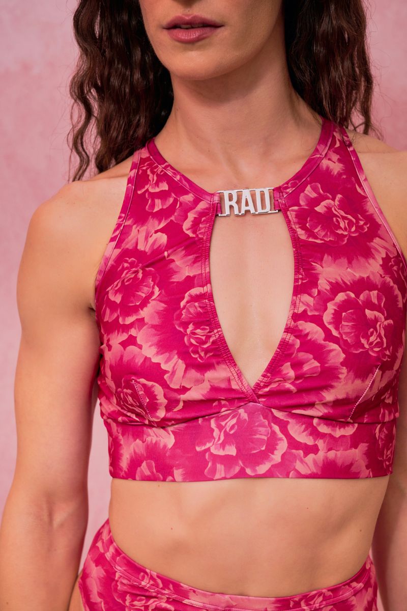 RAD Paradiso Chandra Top - Floral Fuchsia-RAD-Pole Junkie