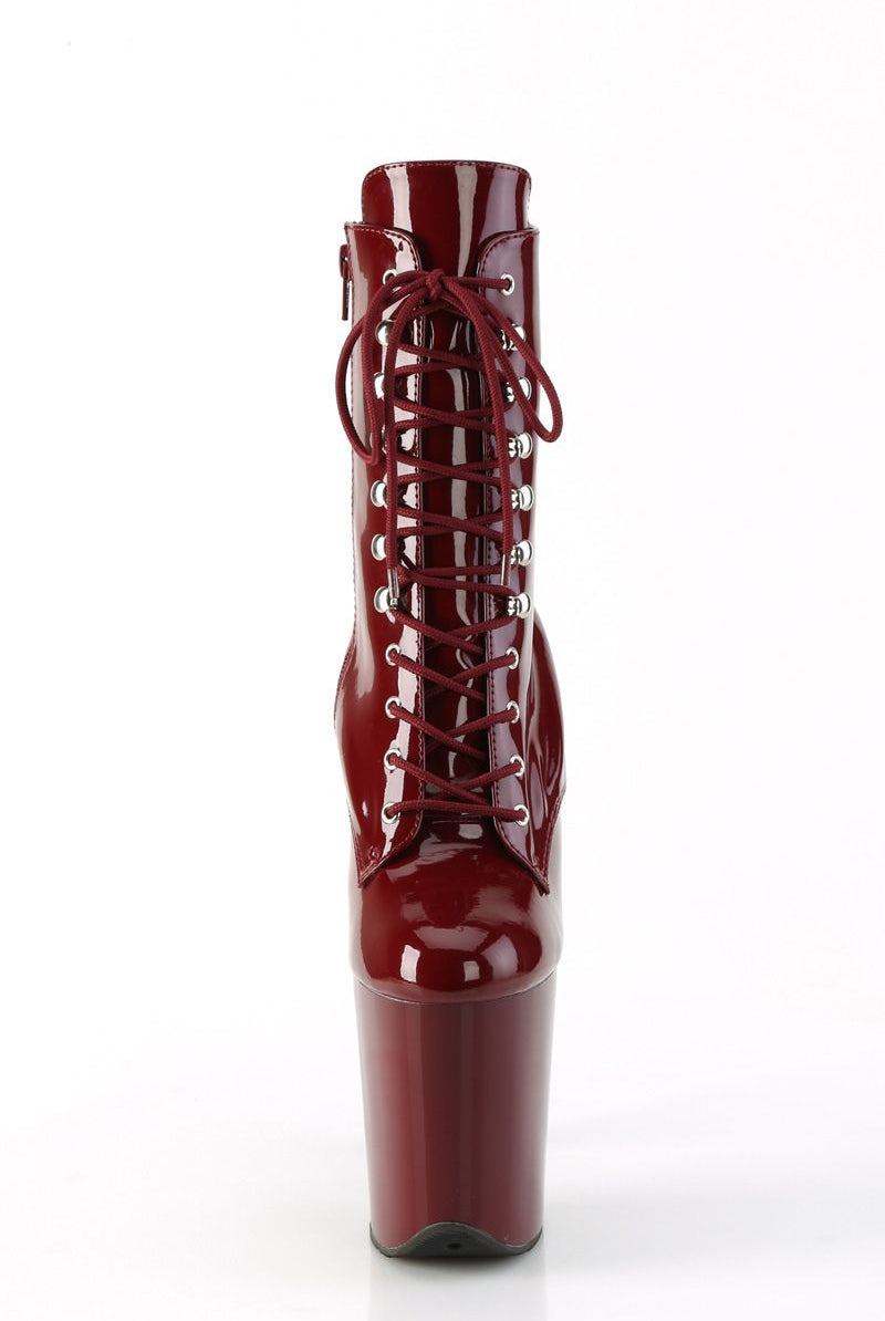 Pleaser USA Flamingo-1020 8inch Pleaser Boots - Patent Burgundy-Pleaser USA-Pole Junkie