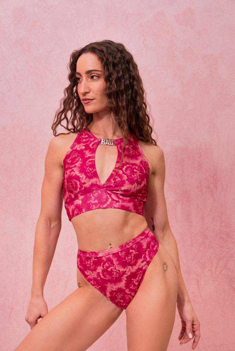 RAD Paradiso Chandra Top - Floral Fuchsia-RAD-Pole Junkie