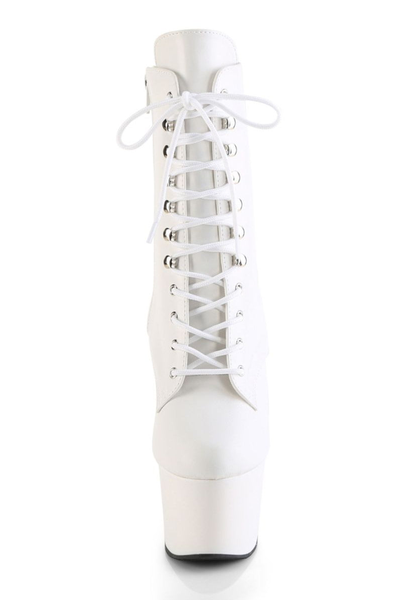 Pleaser USA Adore-1020 7inch Pleaser Boots - Matte White-Pleaser USA-Pole Junkie
