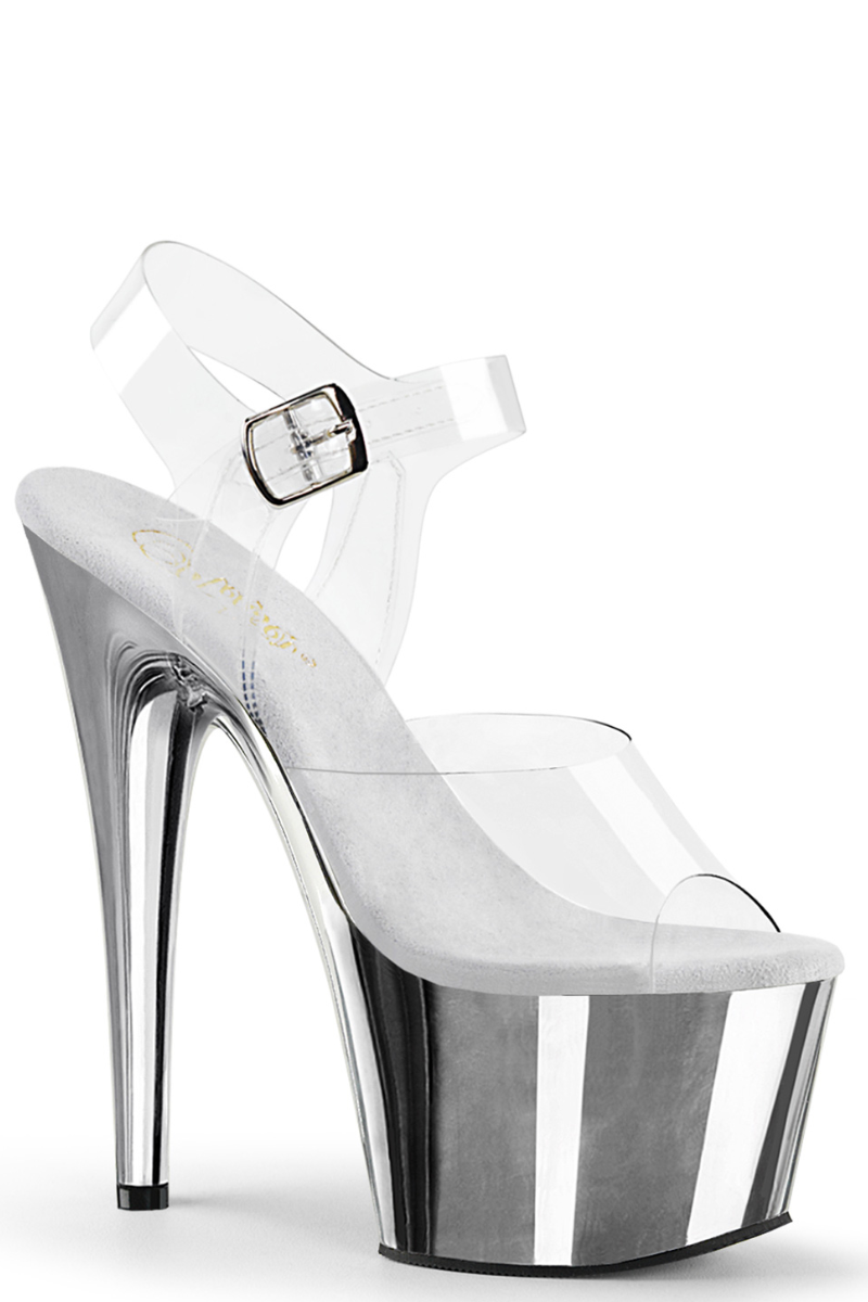 Pleaser USA Adore-708 7inch Pleasers - Chrome Silver