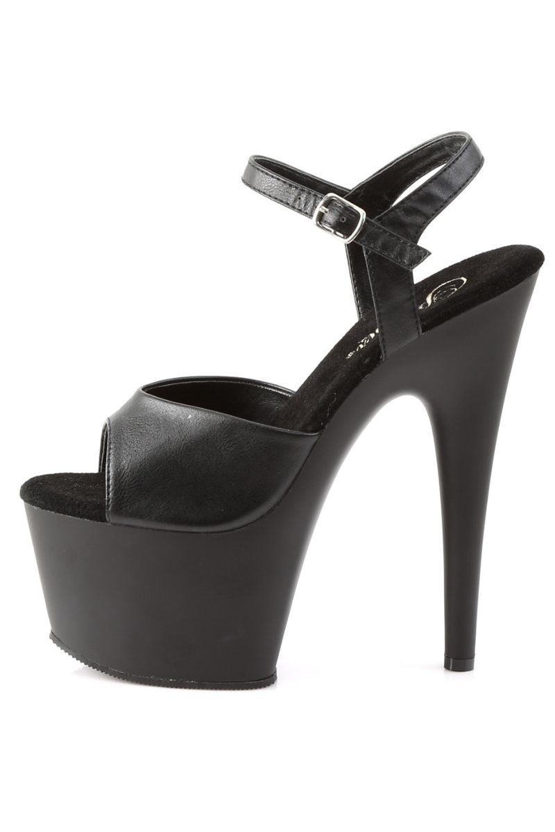 Pleaser USA Adore-709 Faux Leather 7inch Pleasers - Matte Black-Pleaser USA-Pole Junkie