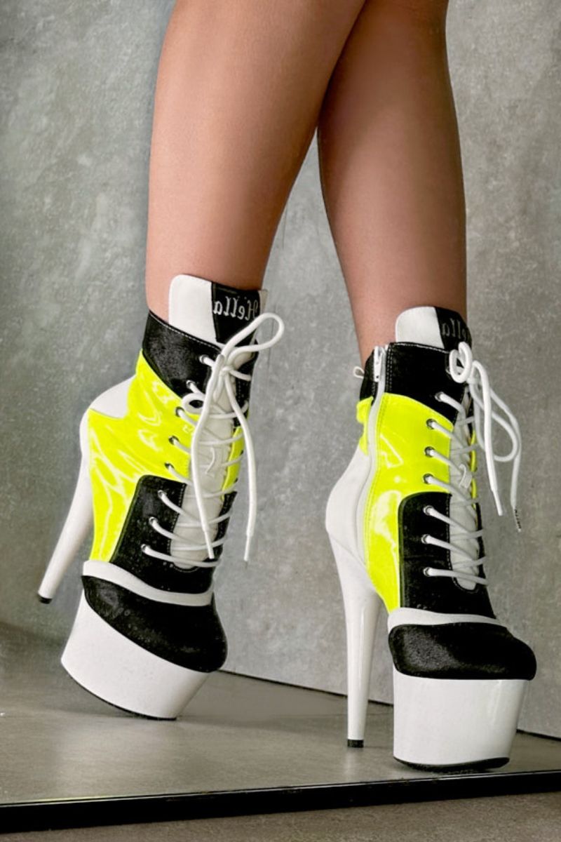 Hella Heels EmpireKicks Low Sneaker 7inch Boots - Atomic Neon Yellow-Hella Heels-Pole Junkie