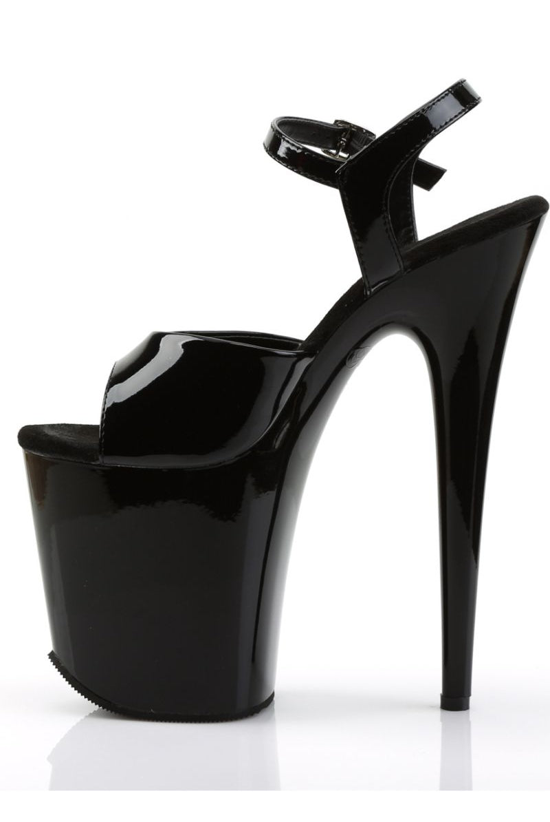 Pleaser USA Flamingo-809 8inch Pleasers - Patent Black-Pleaser USA-Pole Junkie