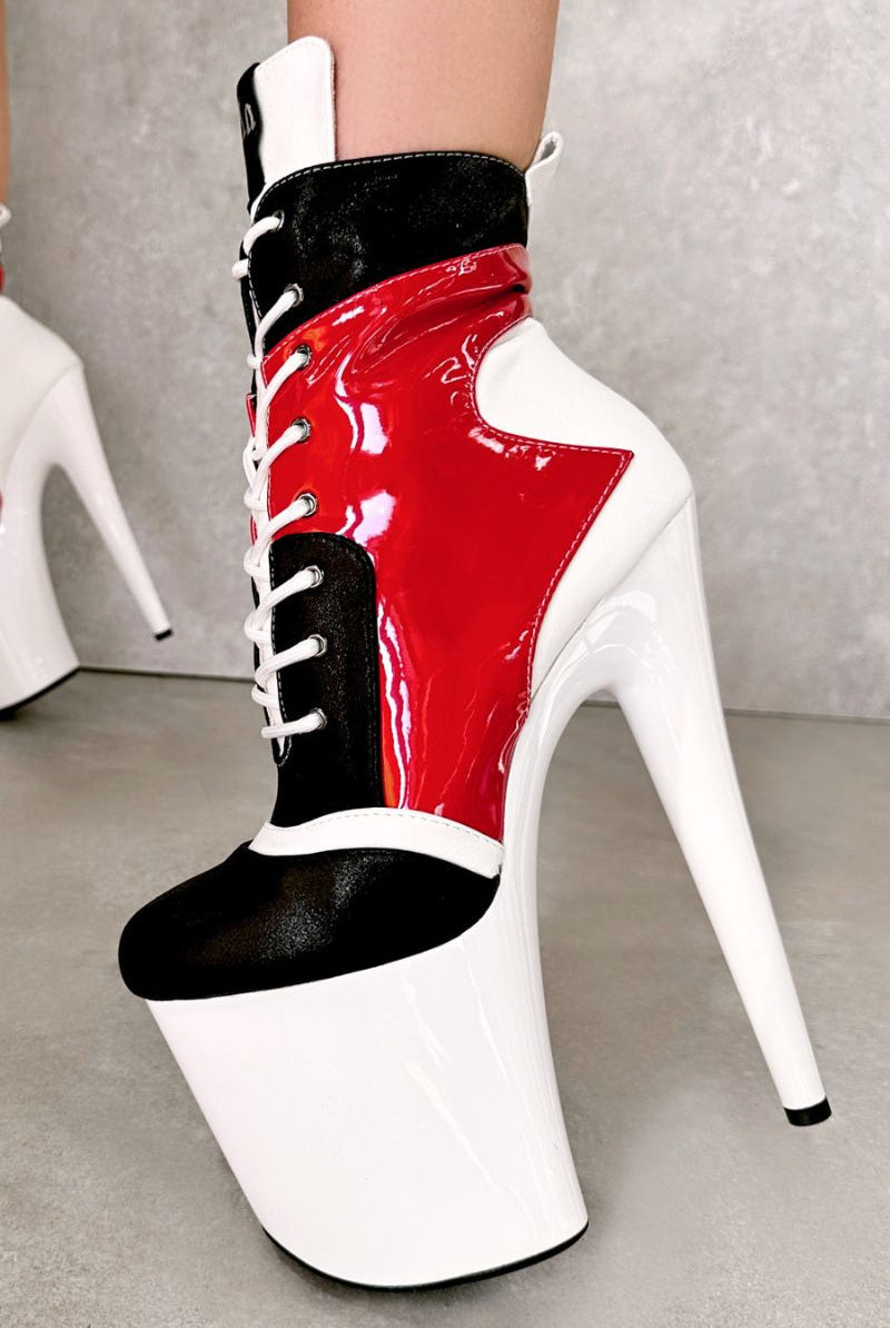 Hella Heels EmpireKicks 8inch Boots - Atomic Red-Hella Heels-Pole Junkie