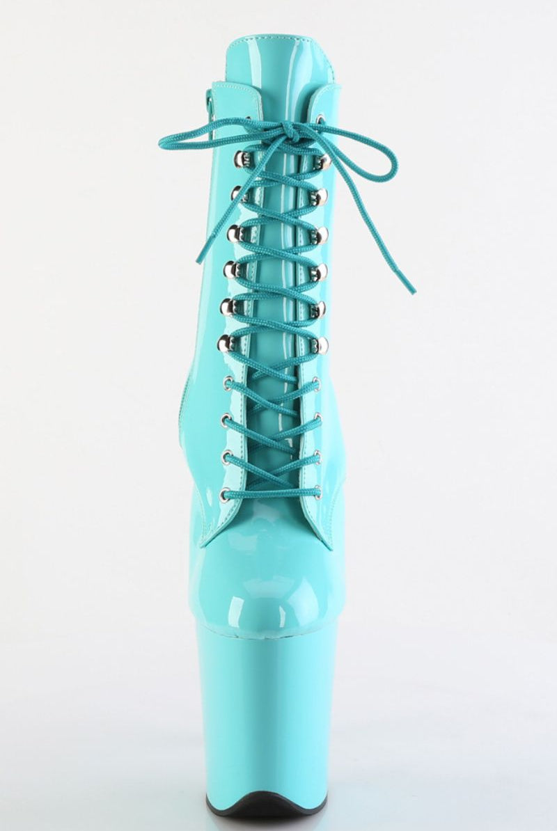 Pleaser USA Flamingo-1020 8inch Pleaser Boots - Patent Aqua-Pleaser USA-Pole Junkie