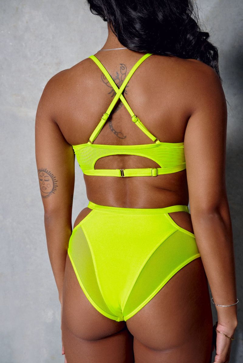 CXIX Classique High Waisted Bottoms - Neon Yellow-Creatures of XIX-Pole Junkie