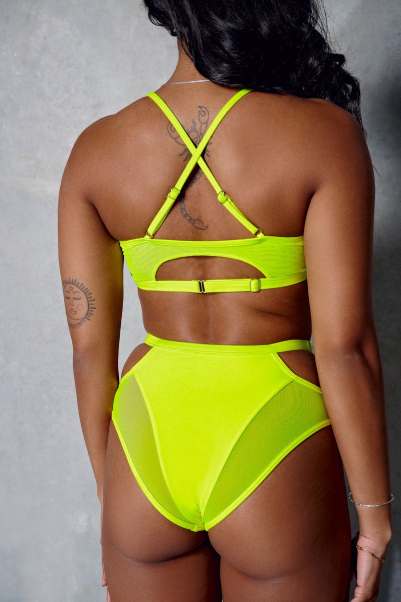 CXIX Classique High Waisted Bottoms - Neon Yellow-Creatures of XIX-Pole Junkie