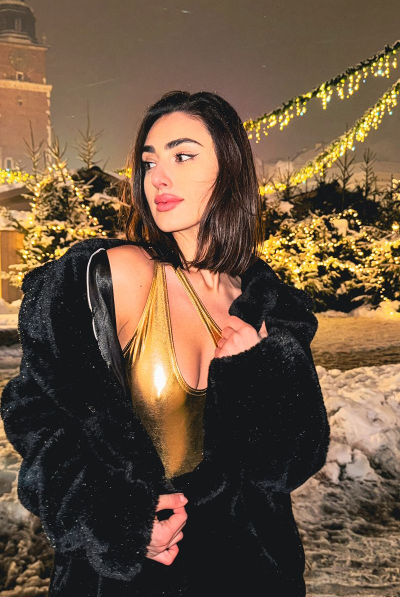 Pole Addict Mesmerised Bodysuit - Metallic Gold-Pole Addict-Pole Junkie