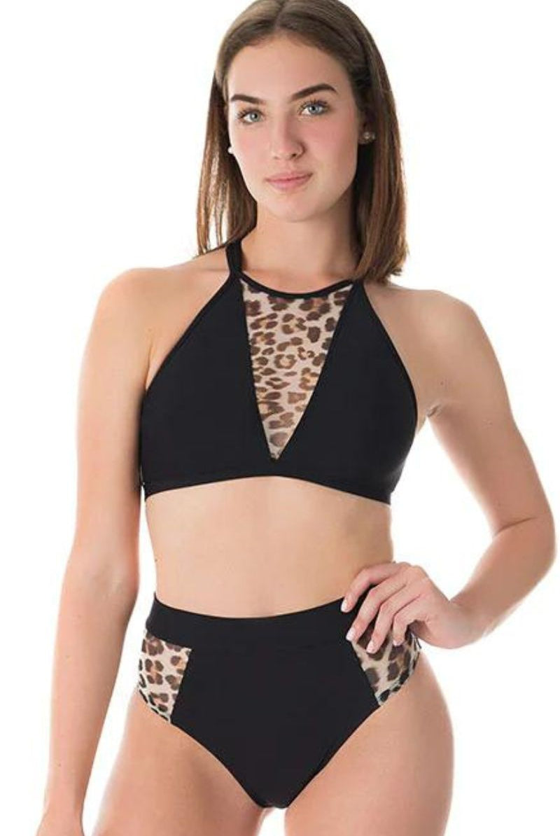 Dragonfly Victoria Sports Bra - Leopard Mesh-Dragonfly-Pole Junkie