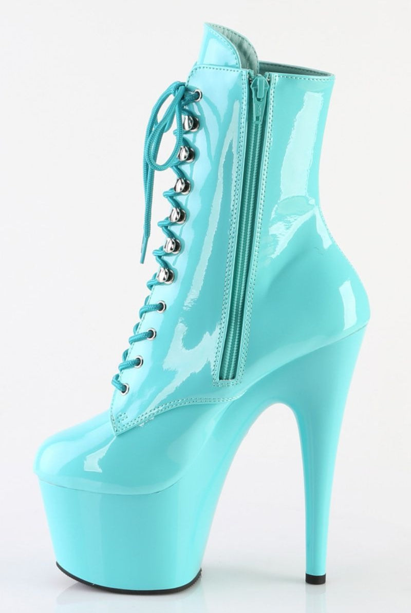 Pleaser USA Adore-1020 7inch Pleaser Boots - Patent Aqua-Pleaser USA-Pole Junkie