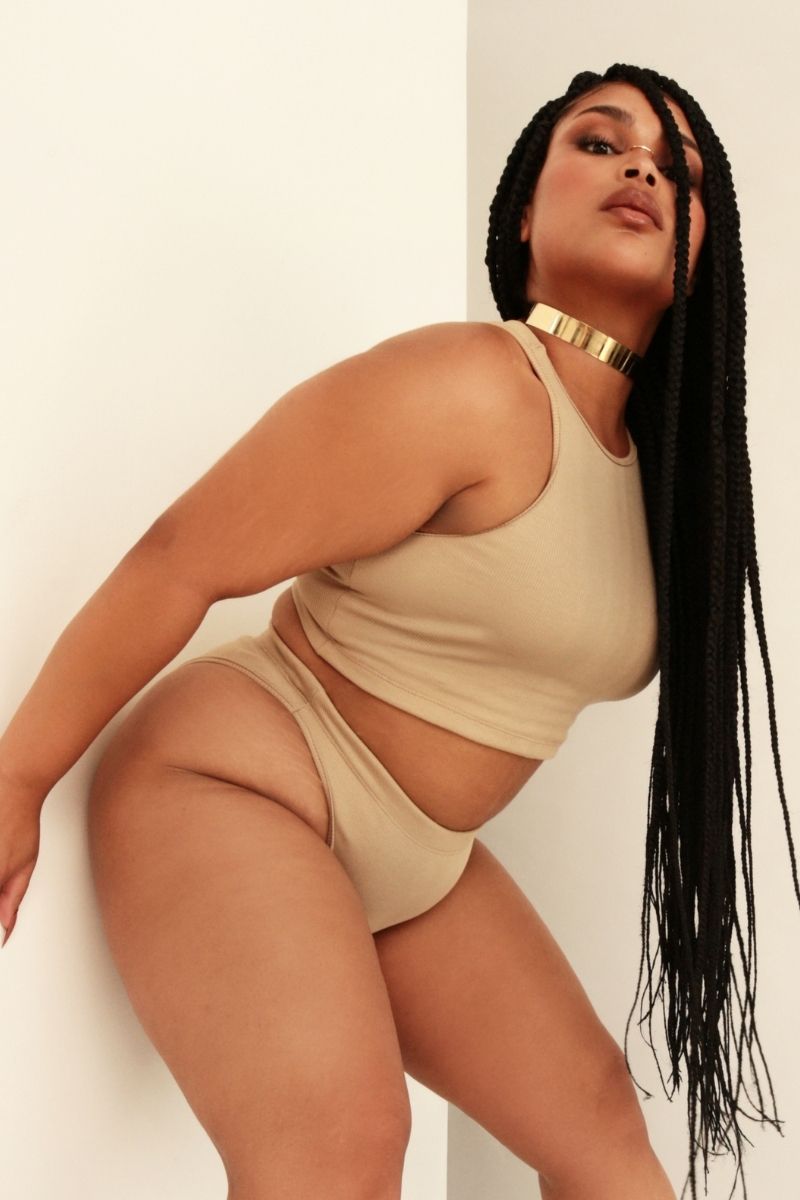 Rolling KI High Waisted Hot Pants - Ribbed Sand-Rolling-Pole Junkie