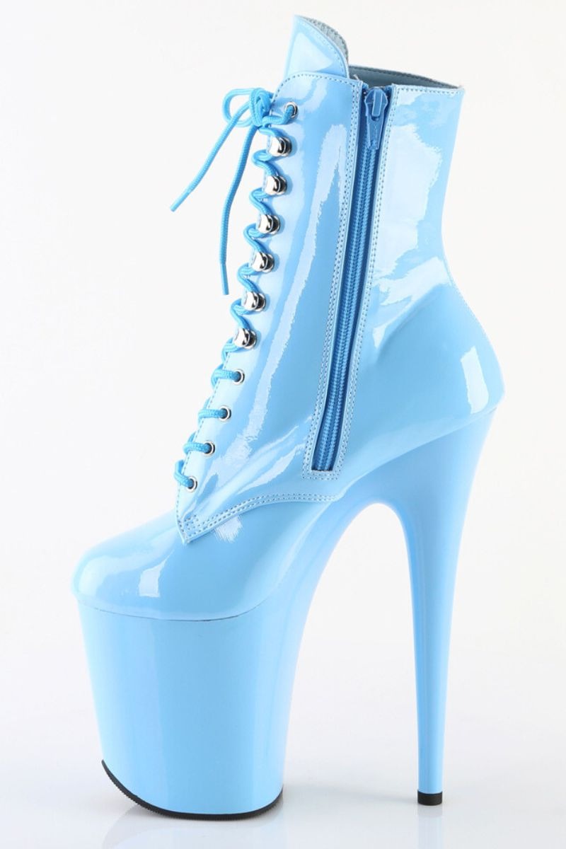 Pleaser USA Flamingo-1020 8inch Pleaser Boots - Patent Baby Blue-Pleaser USA-Pole Junkie