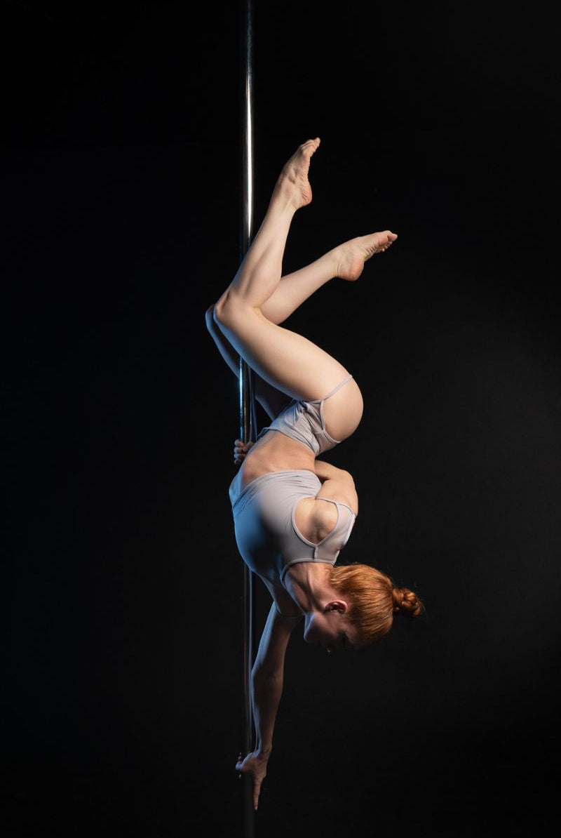 Hamade Activewear High Scoop Neck Crop Top - Light Grey-Hamade Activewear-Pole Junkie