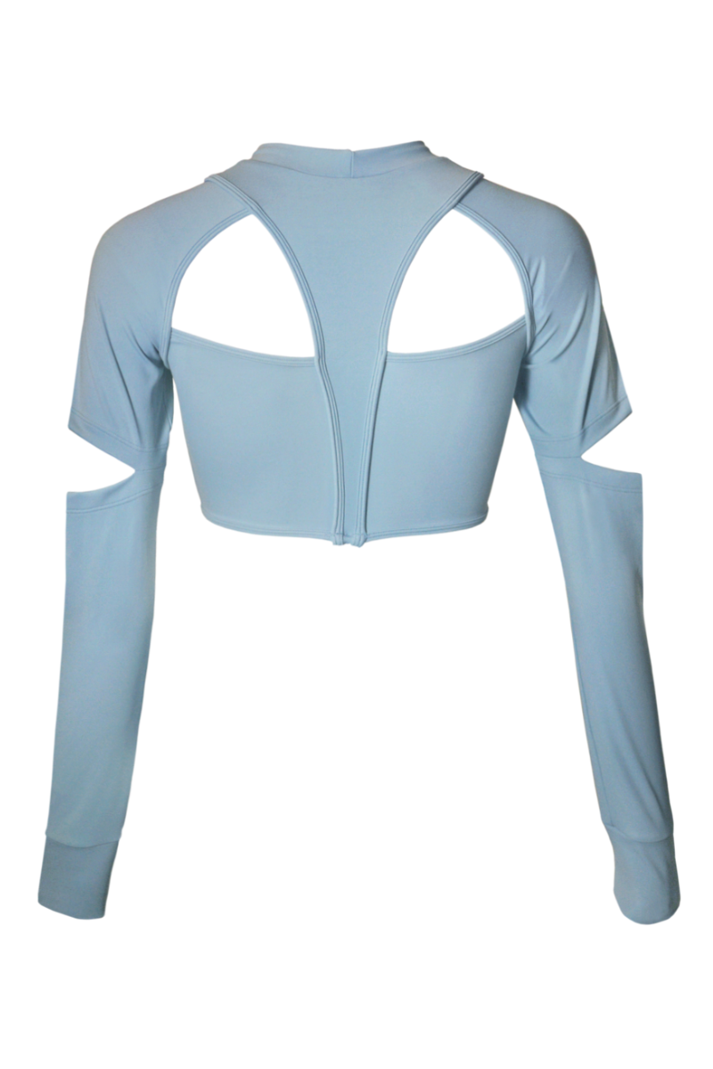 Hamade Activewear Scoop Neck Long Sleeve Top - Light Blue-Hamade Activewear-Pole Junkie