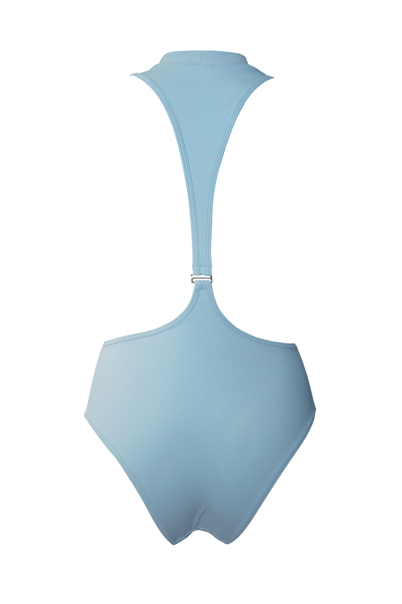 Hamade Activewear Neck Ring High Waisted Bottoms - Light Blue-Hamade Activewear-Pole Junkie