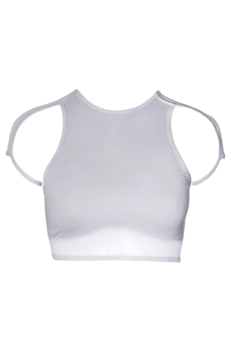 Hamade Activewear High Scoop Neck Crop Top - Light Grey-Hamade Activewear-Pole Junkie