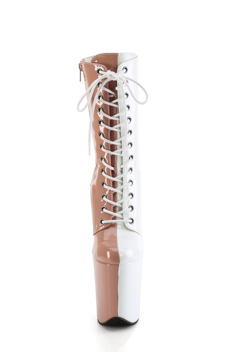 Pleaser USA Flamingo-1040TT 8inch Pleaser Boots - Patent Blush/White-Pleaser USA-Pole Junkie