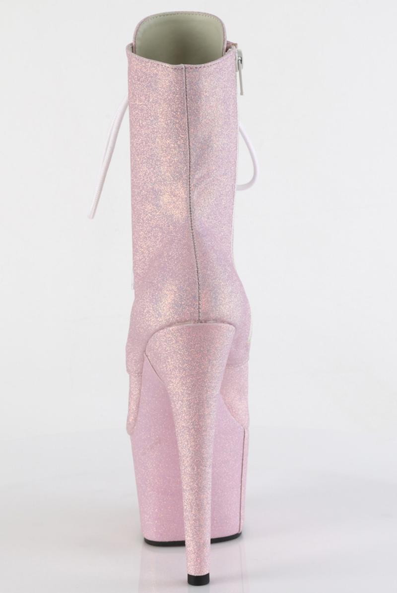 Pleaser USA Adore-1020SDG 7inch Pleaser Boots - Baby Pink Glitter-Pleaser USA-Pole Junkie