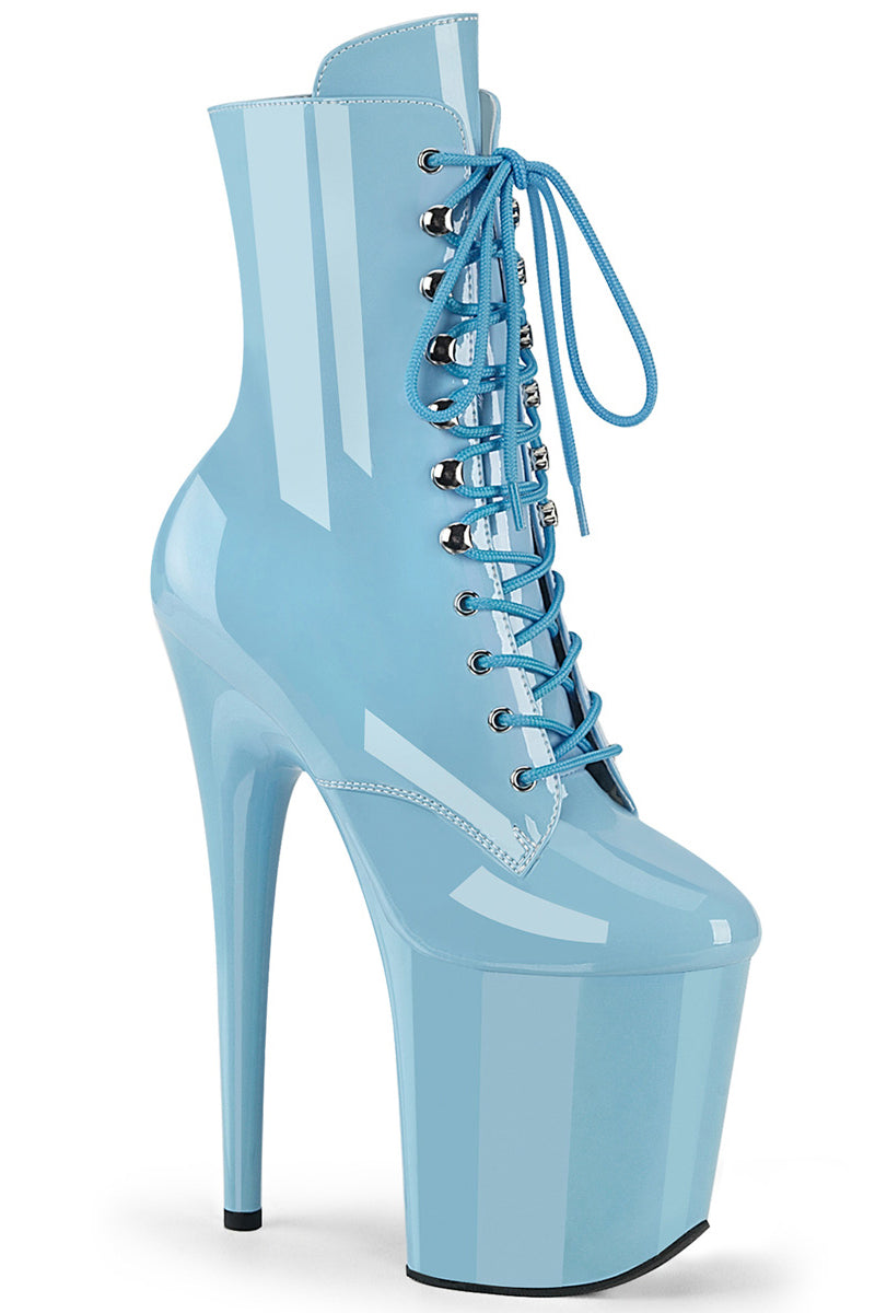 Pleaser USA Flamingo-1020 8inch Pleaser Boots - Patent Baby Blue