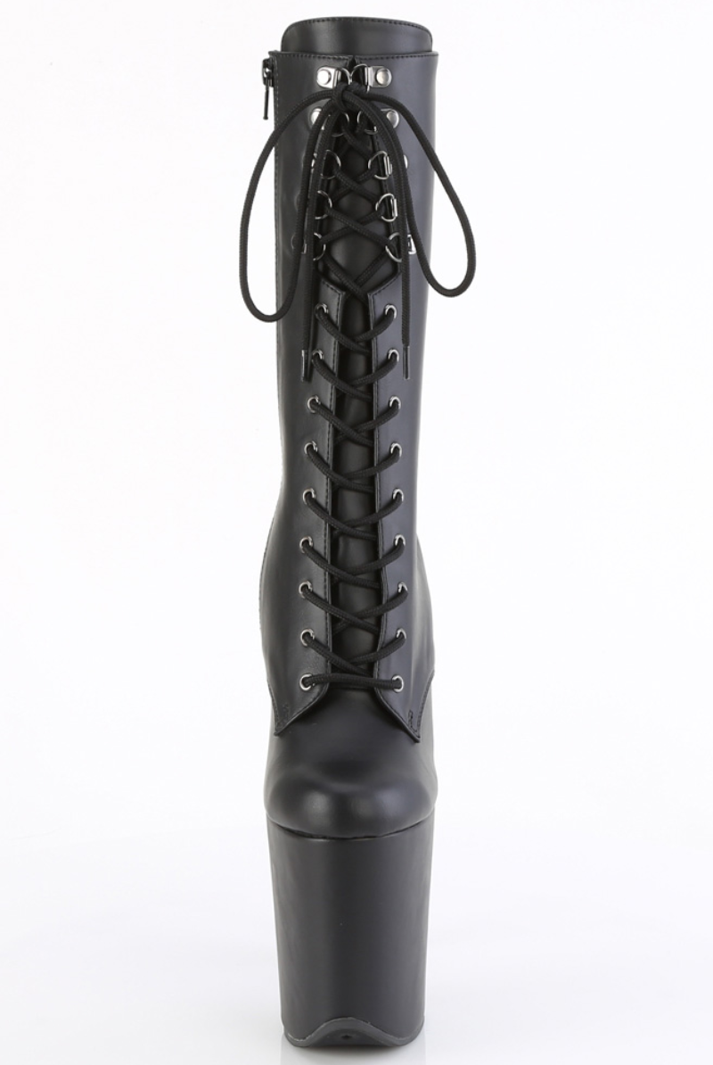 Pleaser USA Flamingo-1054 8inch Pleaser Boots - Matte Black-Pleaser USA-Pole Junkie