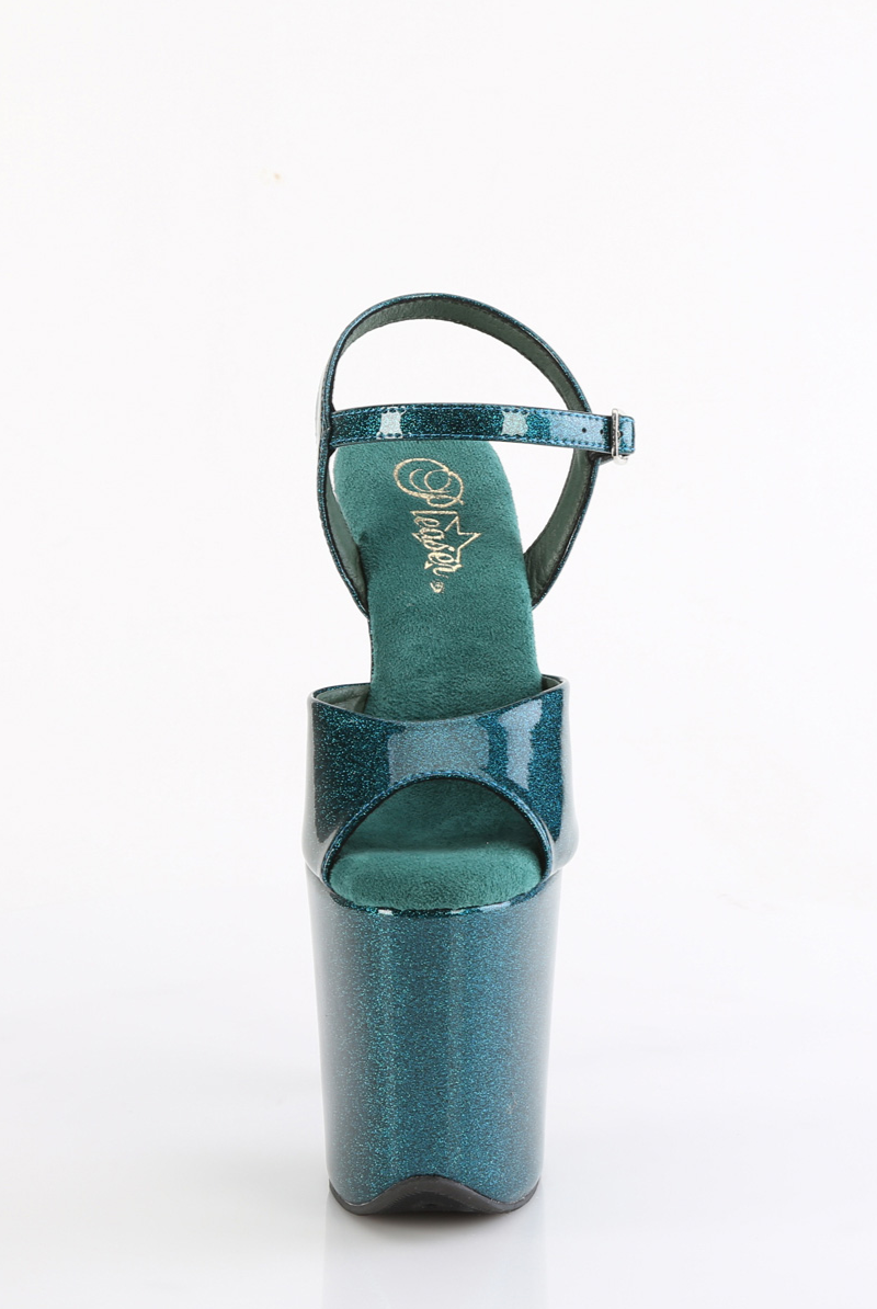 Pleaser USA Flamingo-809GP 8inch Pleasers - Teal Glitter-Pleaser USA-Pole Junkie