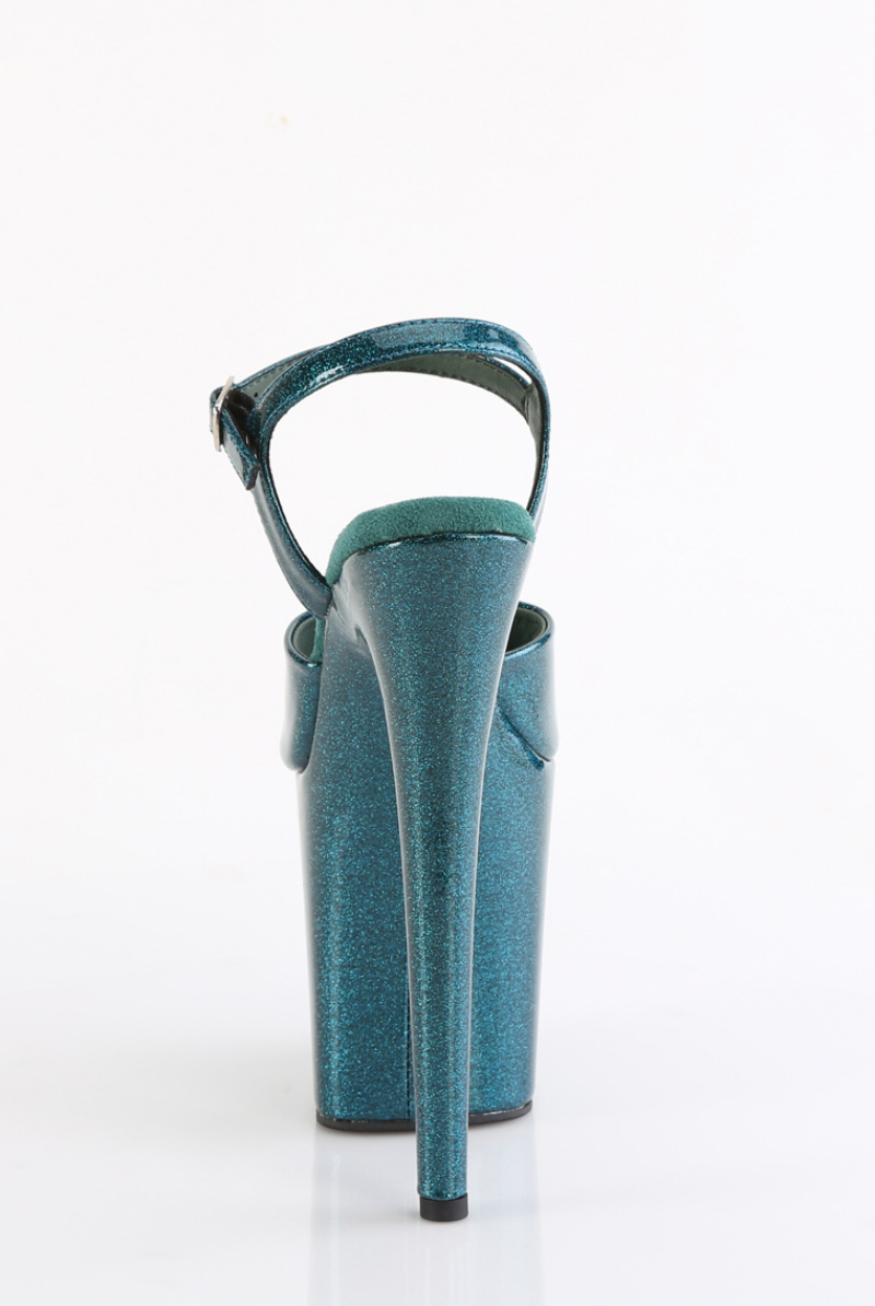 Pleaser USA Flamingo-809GP 8inch Pleasers - Teal Glitter-Pleaser USA-Pole Junkie