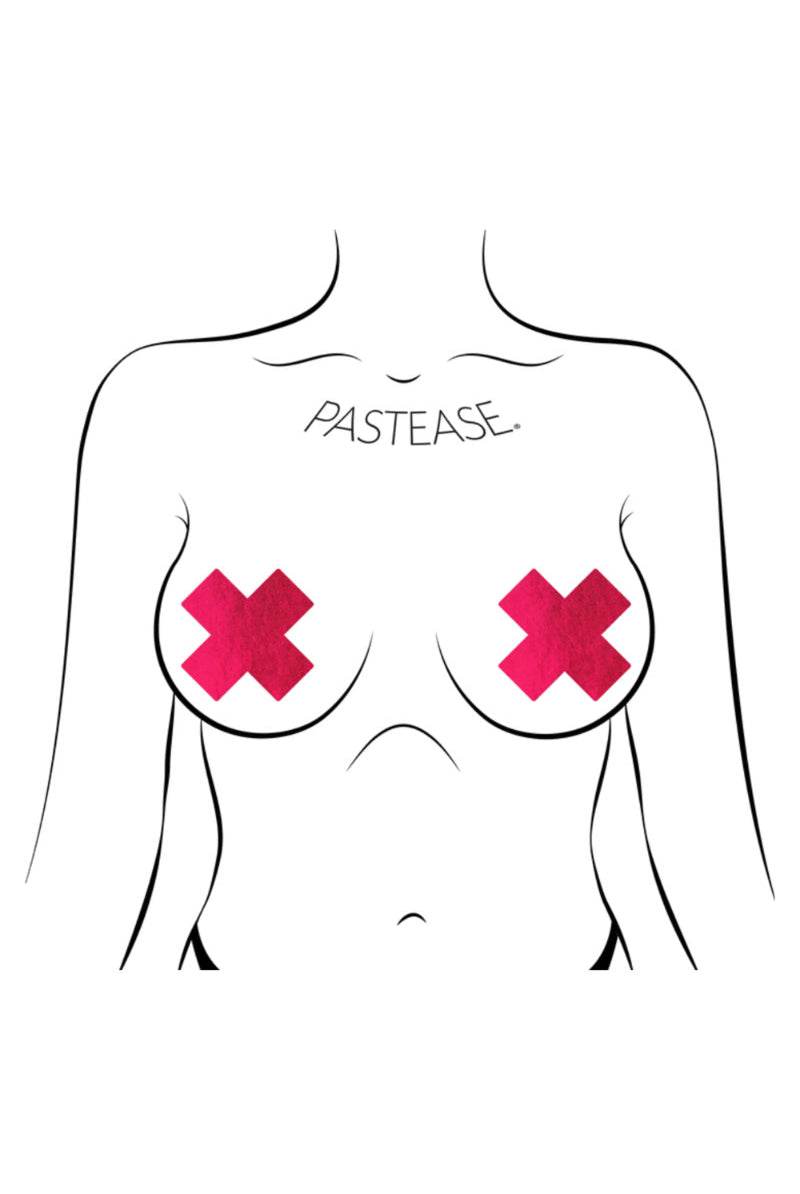 Pastease Cross Nipple Pasties - Iridescent Liquid Black-Pastease-Pole Junkie