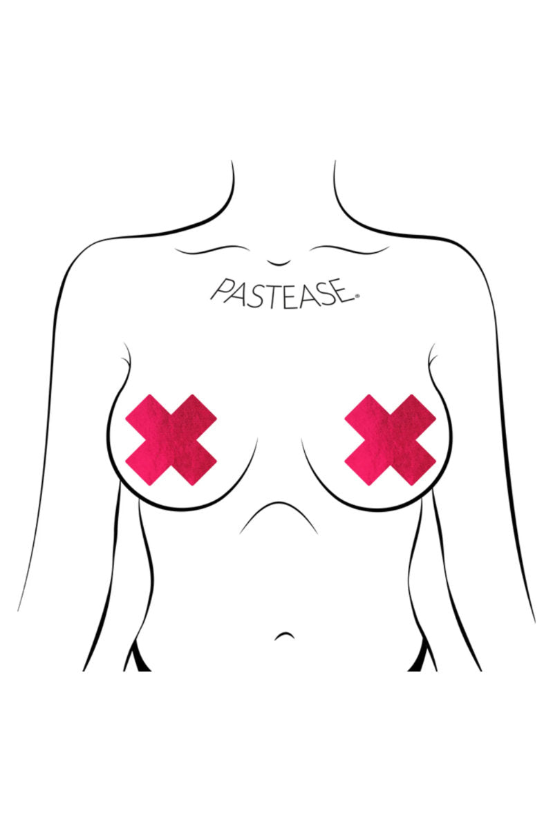Pastease Cross Nipple Pasties - Iridescent Liquid Black-Pastease-Pole Junkie