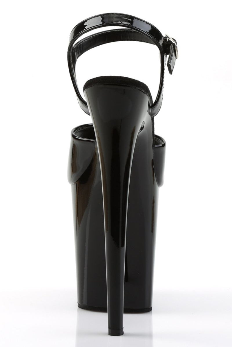 Pleaser USA Flamingo-809 8inch Pleasers - Patent Black-Pleaser USA-Pole Junkie