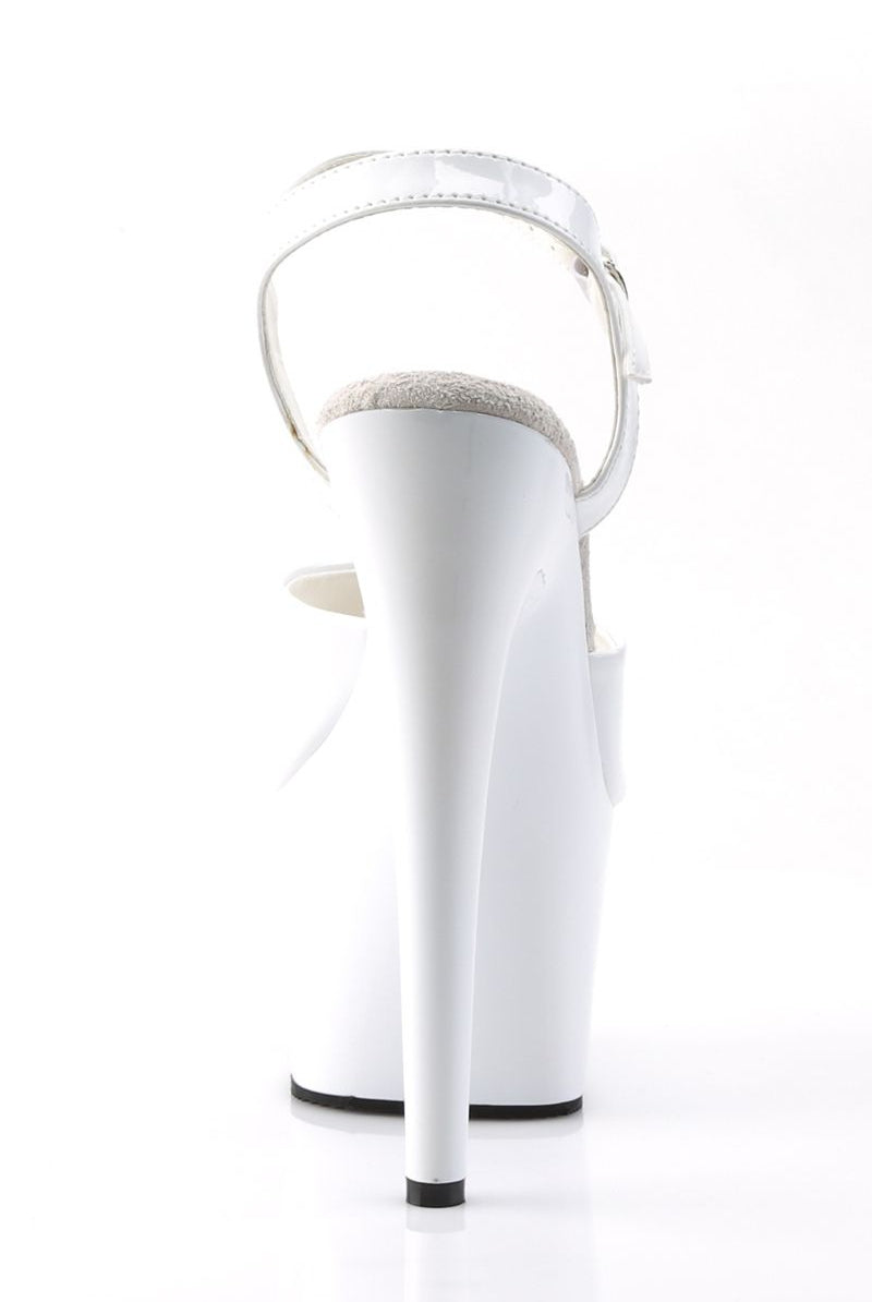 Pleaser USA Adore-709 7inch Pleasers - Patent White-Pleaser USA-Pole Junkie