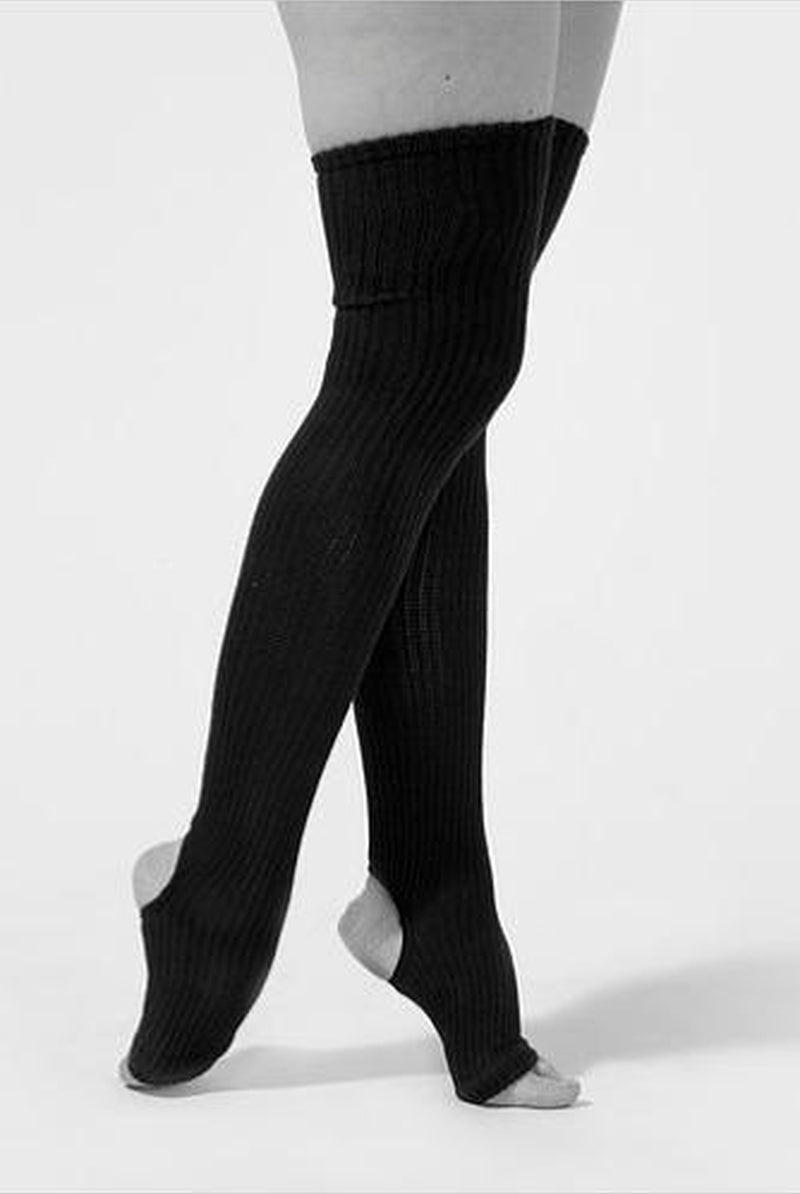 Rolling Cotton Original Thigh High Leg Warmers with Stirrups - Black-Rolling-Pole Junkie