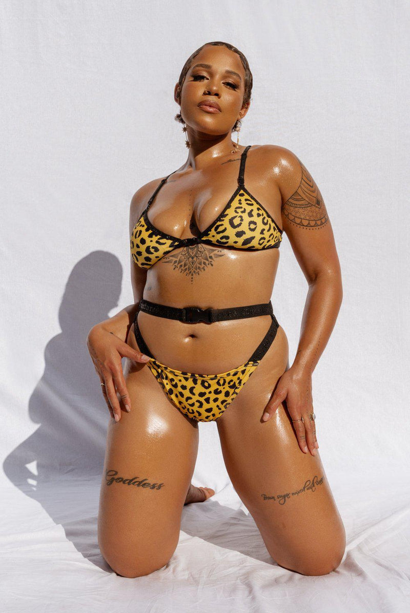 CXIX Buckle Up Bottoms - Yellow Leopard-Creatures of XIX-Pole Junkie