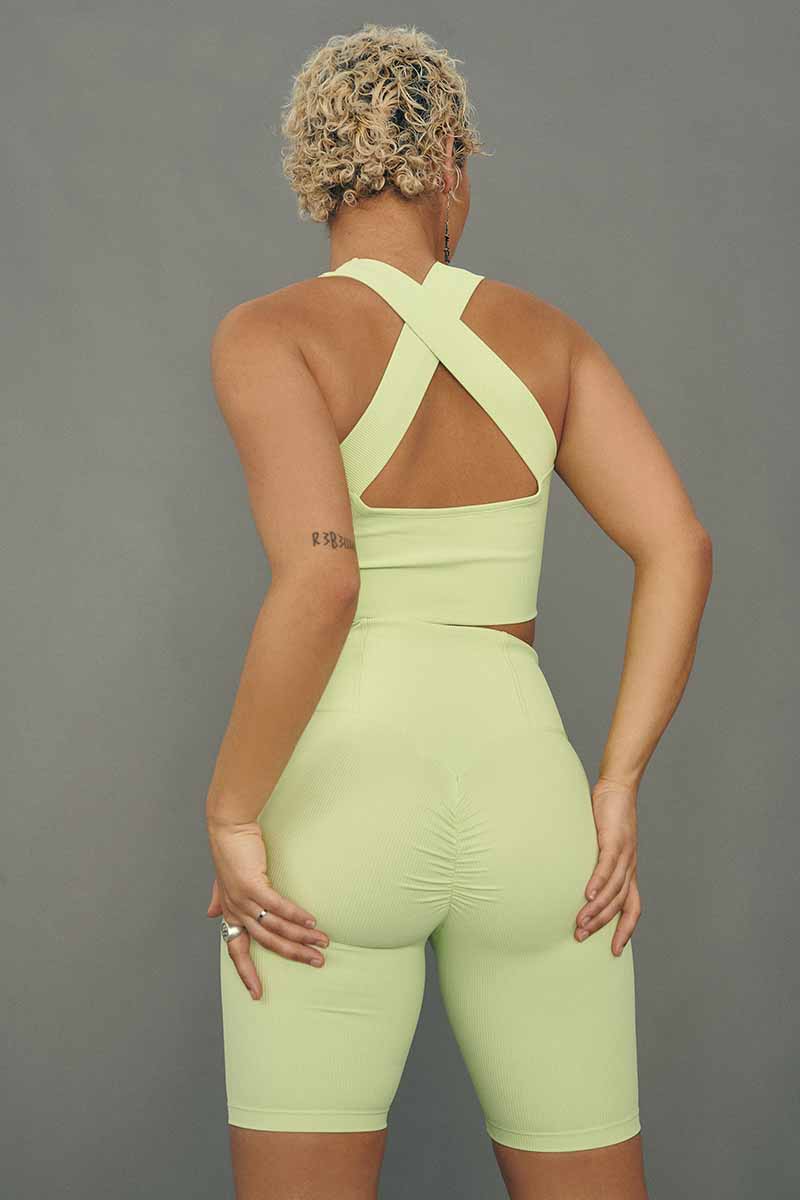 CXIX Move It Ribbed Corset Biker Shorts - Appletini-Creatures of XIX-Pole Junkie