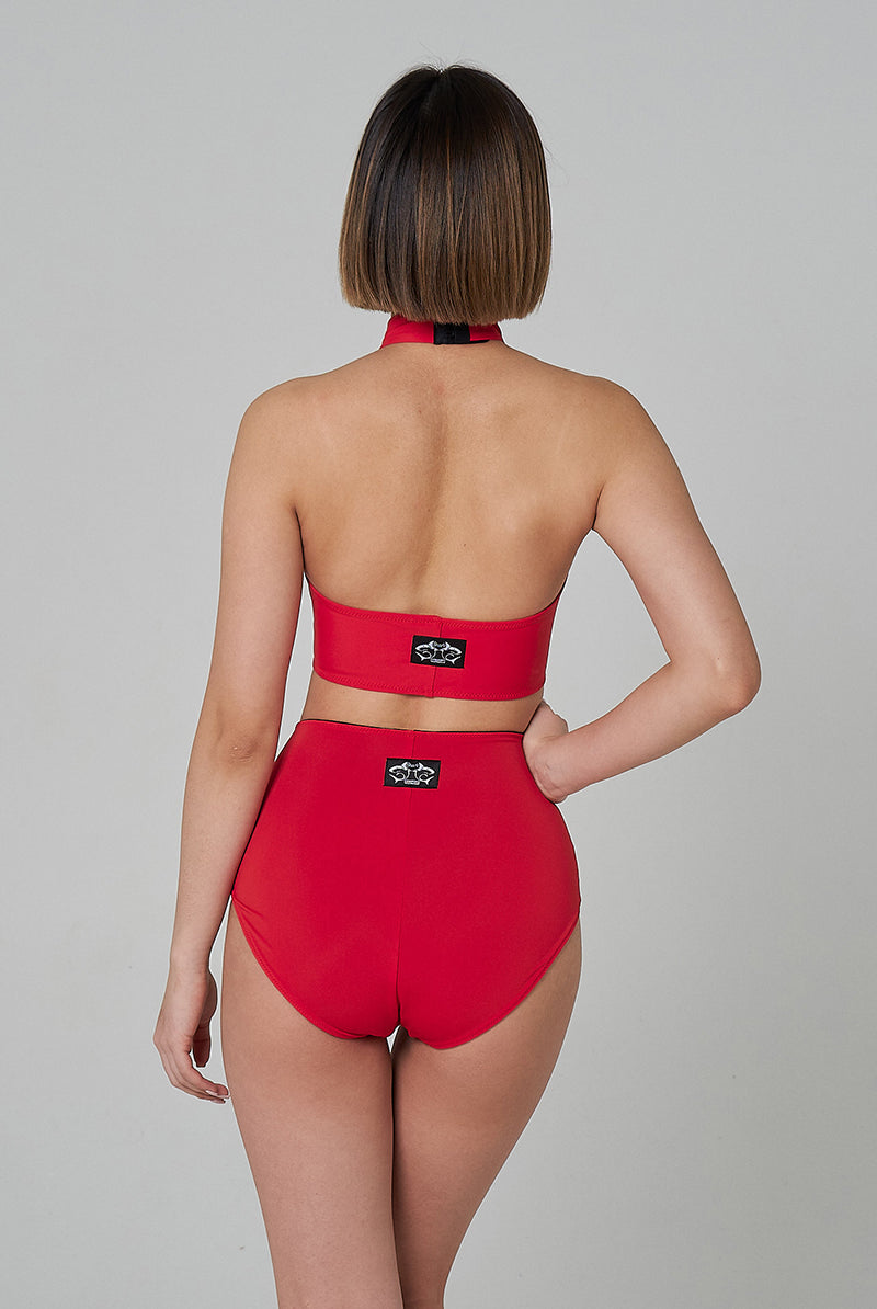 Shark Polewear High Waist Shorts - Red-Shark Polewear-Pole Junkie