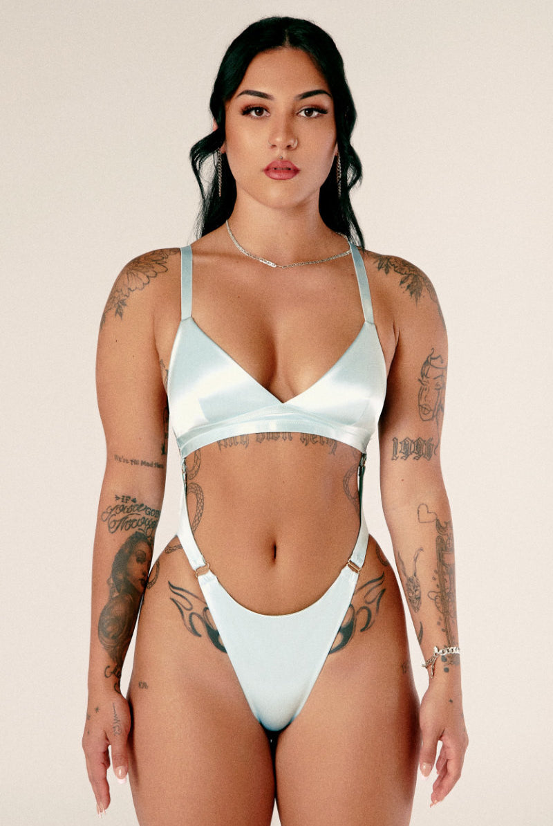 CXIX Aphrodite Bodysuit - Blue Satin-Creatures of XIX-Pole Junkie