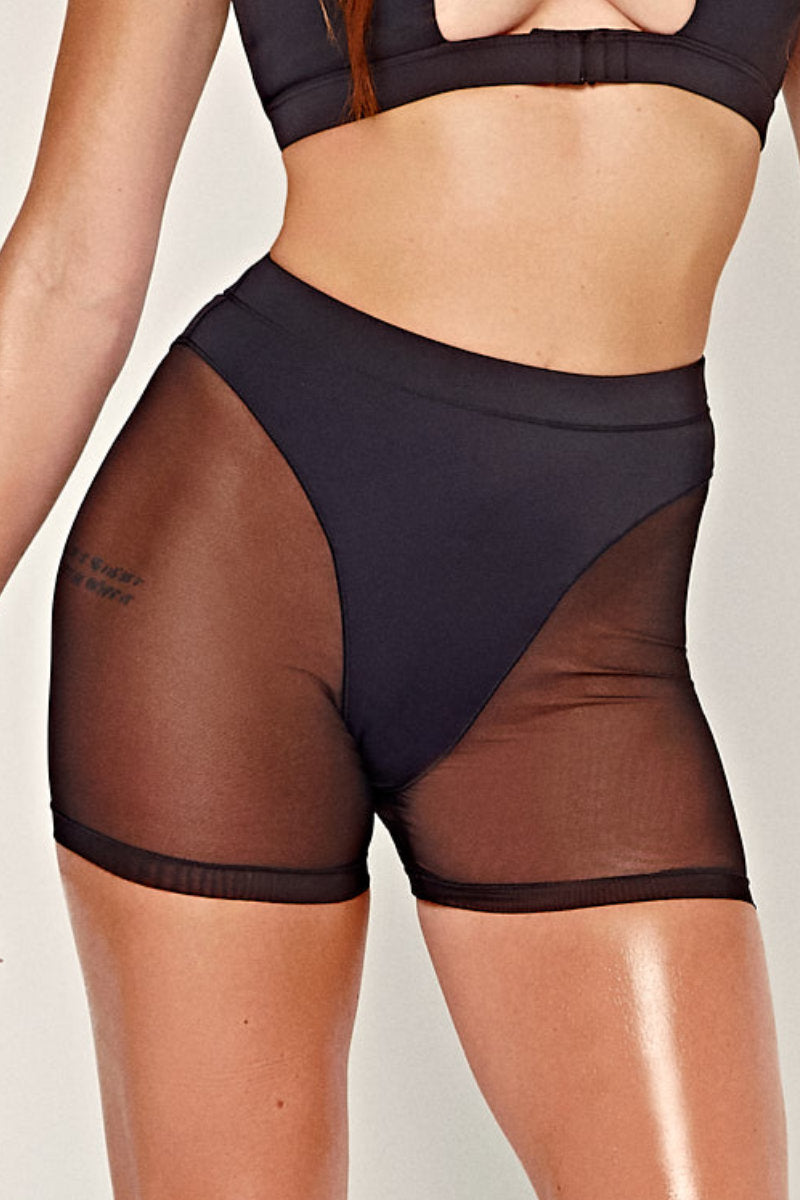 CXIX Dollhaus Mesh Biker Shorts - Black-Creatures of XIX-Pole Junkie